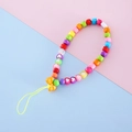 Colorful beaded phone lanyard featuring heart shapes and an orange bow charm accessory - Multicolor Geometric Heart Style (3#)