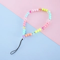 Macaron color beaded phone strap with acrylic flowers and smile face beads - Macaron Color Flower Style (5#)