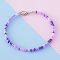 Handmade beaded bracelet with purple and pink seed beads and a silver lobster clasp - Purple Mix (1#)