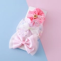 Set di 3 fermagli per capelli per bambine con pizzo rosa e fiocchi in paillettes - Rosa