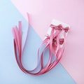 Coppia di eleganti fermagli per capelli con fiocco in seta rosa e lunghi nastri - Rosa Rosso