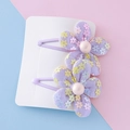 Lot de jolies barrettes fleurs violettes avec paillettes colorées pour filles - Violet