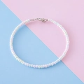 Handmade beaded bracelet with pastel purple and white pearls featuring a silver lobster clasp - Light Purple And White (4#)