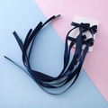 Set di fermagli per capelli con fiocchi di raso blu navy e nastri lunghi - Blu scuro