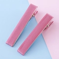 Set mit zwei rosa seidenumwickelten Krokodilklemmen für Kinder-DIY-Haarschmuck - Rosarot