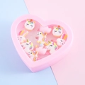 Pink heart-shaped jewelry box with cartoon unicorn and rainbow rings for little girls - Unicorn Rainbow Cloud Style / 3#