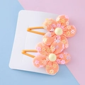 Lot de barrettes orange pour enfants avec fleurs en résille et paillettes scintillantes - Orange
