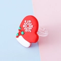 Cartoon Santa glove PVC ring for kids featuring red silicone and white snowflakes - Gloves