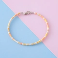 Bracelet multi-rangs en perles colorées avec fermoir argenté et perles de rocaille - Orange Jaune Blanc (5#)
