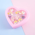 Pink heart box with unicorn and rainbow rings for girls' cute jewelry set - Unicorn Rainbow Dessert Style / Style 1