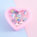 Pink heart-shaped jewelry box with 10 pieces of colorful resin cartoon rings for girls - Unicorn Mermaid Star Crown Style / 2#