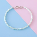 Bracelet multicolore avec perles pastel vert, bleu, blanc et fermoir mousqueton en argent - Bleu Vert Blanc (6#)