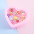 Coffret de bagues pour enfants avec motifs de fruits et dessins animés, boîte coeur - Style Aléatoire Fruit Plante