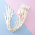 Paire de pinces à cheveux avec nœuds en satin blanc crème et longs rubans élégants - Blanc Cassé