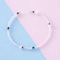 Handmade colorful bead chain with white, pink and black beads and silver metal clasp - Pink and Black Mix (2#)