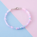 Bracelet fait main en perles macaron colorées avec fermoir mousqueton en métal - Rose Violet Bleu (10#)