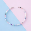 Handmade colorful bead necklace with pastel tones and silver metal clasp - Blue and Yellow Mix (5#)