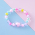Pulsera de cuentas coloridas con colgante de corazón y cuentas acrílicas para niñas - Corazón Rosa