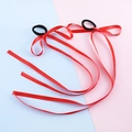 Paia di fiocchi per capelli in raso rosso con lunghi nastri per acconciature da festa - Elastico per capelli