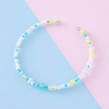 Handmade colorful beaded chain with pastel blue and white resin beads in macaron style - White and Blue Mix (7#)