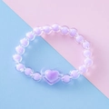 Linda pulsera para niños con colgante de corazón morado y cuentas de acrílico - Corazón Púrpura