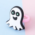 Anello per bambini con fantasma in silicone bianco e fascia rosa aperta regolabile - Stile Fantasma 2