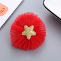 Elastico per capelli in rete rossa con stella dorata glitterata, morbido per bambine - Rosso