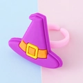 Anello di Halloween con cappello da strega per bambini in PVC morbido viola - Stile Cappello