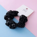 Chouchou noir mignon à paillettes pour Halloween avec texture en tissu mesh brillant - Style à Paillettes Noires