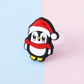 Niedlicher Cartoon Pinguin Weihnachtsring aus weichem PVC mit roter Mütze und Schal - Pinguin