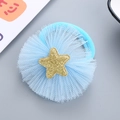 Elastico per capelli celeste in tulle con stella dorata brillante per bambine - Azzurro
