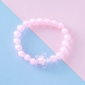 Pulsera de cuentas acrílicas rosas con dije de estrella y cuentas dobles para niñas - Estrellas Rosas