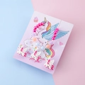 Kids unicorn jewelry set with pink beaded bracelet and glittery resin Pegasus accessories - Pink Glitter Unicorn Accessory (独角兽#3)