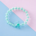 Pulsera infantil de acrílico verde menta con cuentas dobles y colgante de flor clara - Floral Verde
