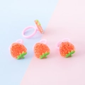 Kids adjustable strawberry glitter resin rings with pink band and sparkling red fruit - Strawberry Style