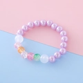 Charming lavender beaded bracelet with white pearls and colorful crackle glass beads - Cracked Style / Purple
