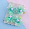 Lot de 4 accessoires cheveux faits main avec fleurs en résille vert menthe - Ensemble de Fleurs / Vert Lac
