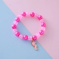 Pink beaded bracelet for kids featuring cracked pearls and a seahorse pendant - Sea Horse Style / Pink