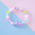 Pulsera de cuentas macaron de colores con un dije de flor púrpura para niños - Flor Púrpura