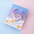Grazioso set di gioielli viola per bambini con ciondolo arcobaleno e orecchini a perno - Orecchini a lobo e bracciale con perline arcobaleno viola (Stile arcobaleno)