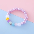 Cute lavender faux pearl bracelet with colorful cracked beads for girls and children - Glossy Style / Purple