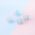 Anelli a fiore rosa e blu in resina per bambini con glitter e fascia regolabile - Stile Floreale Blu