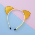 Cerchietto orecchie da gatto giallo per bambini con paillettes dorate lucide per feste - Oro