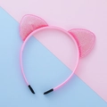 Cerchietto con orecchie di gatto in paillettes rosa con denti antiscivolo per bambine - Rosa Rosso