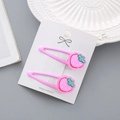 Barrettes à cheveux fraise rose pour filles, lot de deux sur carte support - Style Fraise Rose / Fraise