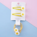 Cute yellow resin daisy flower hair clips and elastic hair ties set for young girls - White Daisy