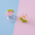 Cute resin flower rings for children featuring pink tulips and adjustable bands - Pink Floral