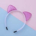 Serre-tête oreilles de chat à paillettes roses avec dents antidérapantes pour enfants - Violet