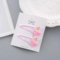 Barrettes à cheveux roses pour filles avec breloque cupcake colorée sur carte de présentation - Style Cupcake Rose / Glace Rose