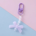 Detail of sweet purple bow keychain with acrylic beads and metallic lobster clasp - Purple 2#